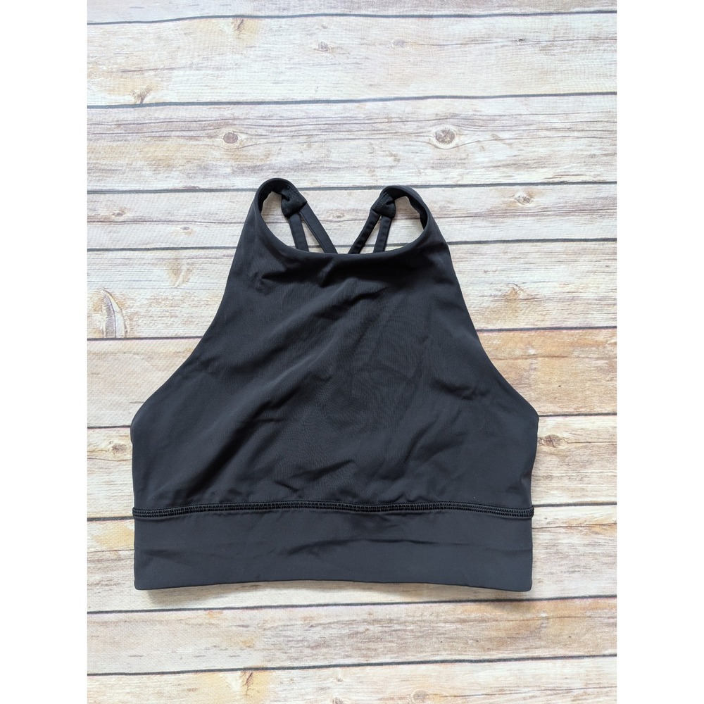 Lululemon Free To Be Serene Sports Bra Women 8 Black High Neck Strappy